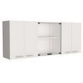 thumbnail image 5 of Newboti Furniture Wall cabinet 24" H, four Doors, with two internal Shelves and internal plate and glass organizer, two Storage Shelves with two glass Doors, White 45582, 5 of 9