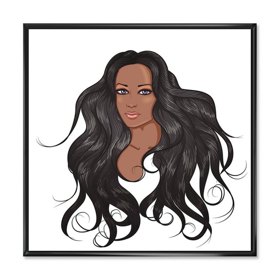 Designart 'Portrait Of Afro American Woman XV' Modern Framed Canvas Wall Art Print