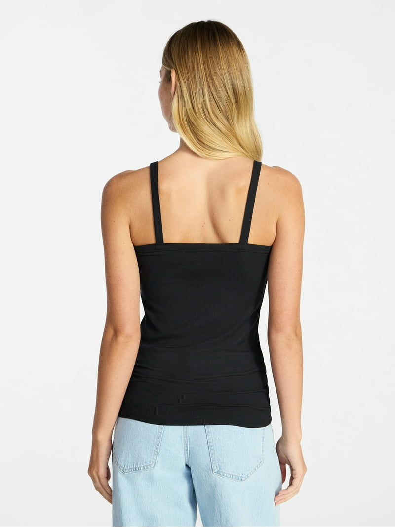 No Boundaries Ribbed Cami Top for Women, Sleeveless, Scoop Neck