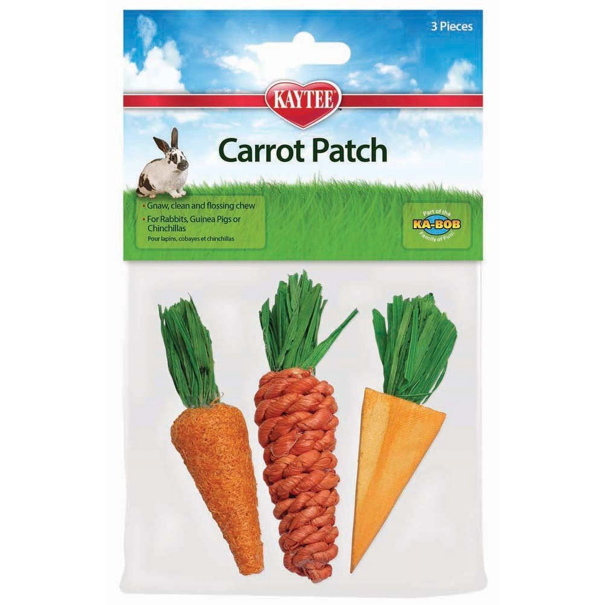 KAYTEE BUNNY CARROT CHEW PATCH 3PK CHINCHILLA RABBIT GPIG CHEW TOY FREE SHIPPING