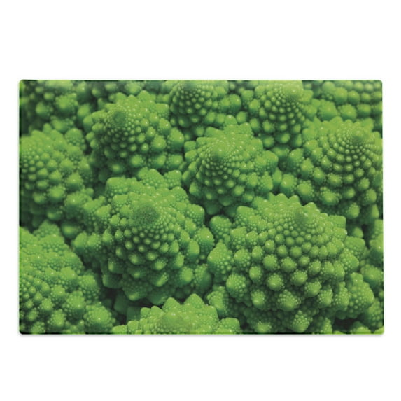 Nature Cutting Board, Broccoli Kale Mother Earth Herbs Themed Fractal Background Foliage Modern Design, Decorative Tempered Glass Cutting and Serving Board, Large Size, Lime Green, by Ambesonne