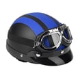 thumbnail image 1 of Universal motocicleta scooter cuero sintético cara abierta medio casco y visera gafas UV azul Jadeshay  A, 1 of 7