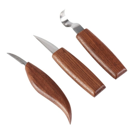 Onaparter 3 Pcs Carving Knife Wood Kit Useful Woodworking Knives Wooden Supplies Gift Tools （Brown）