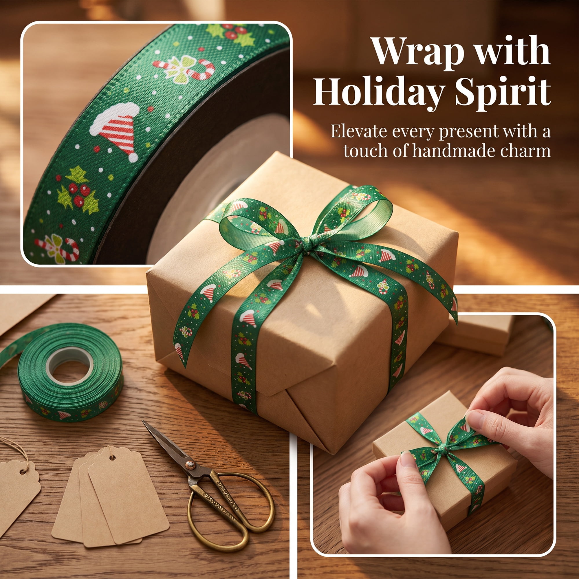 Unique Bargains Vibrant Cartoon Ribbon for Gift Wrapping Green Hat Pattern 5.5 Yard