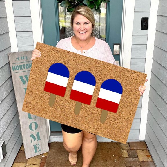 Red White & Blue Popsicles Doormat 4th Of July Door Mat Full Color Outdoor Welcome Mat