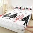 thumbnail image 3 of Feelyou Kids Xmas Tree Full Size Sheets, Merry Christmas Bed Sheets, Cartoon Snowflake Sheet Sets, Breathable Home Decor,4 Pieces, 3 of 7