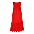 thumbnail image 6 of Wycnly Dresses for Women 2025 Summer Beach Boho Elastic Waist Flowy Ruffle Swing Strapless Long Sundress Solid Sleeveless Tube Top Maxi Formal Dresses for Women Red s, 6 of 7