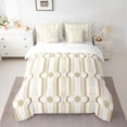 thumbnail image 2 of Manfei Abstract Honeycomb Hexagon Twin Bedding Sets 7-Piece for Teens Boys Girls,Minimalist Geometric Bedding Comforter Set Microfiber,Mid Century Stripes Breathable Sheet Sets, 2 of 8