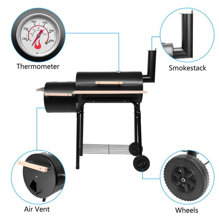 Vebreda Outdoor BBQ Grill Charcoal Barbecue Pit Patio Backyard Meat Cooker  Smoker