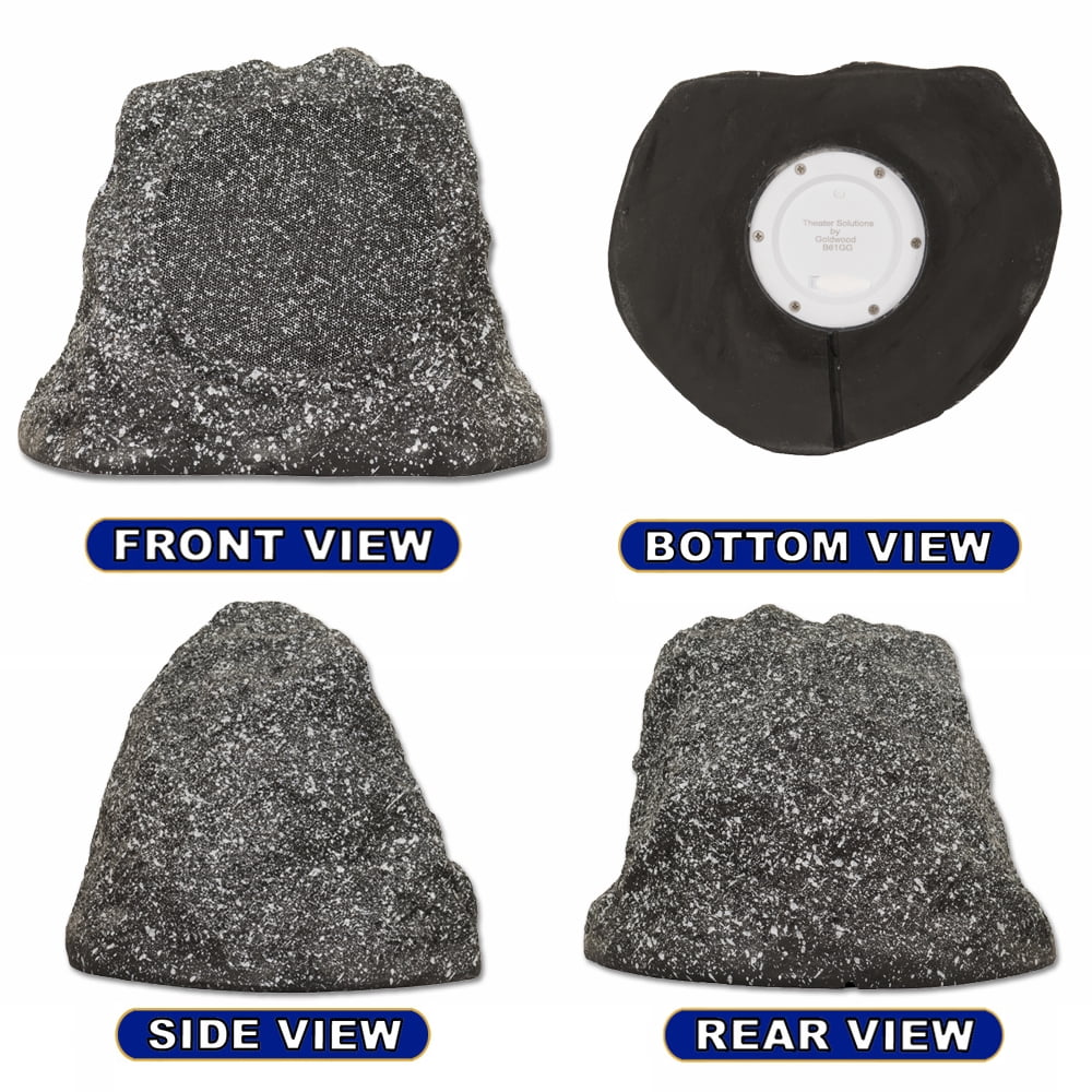 Theater Solutions B61GG Fully Wireless 200 Watt Rechargeable Battery Bluetooth 6.5" Rock Speaker Pair Granite Grey Link Up To 99 Speakers Wirelessly