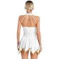 thumbnail image 2 of Kaerm Robe de Danse Lyrique pour Femmes, Col Licou, Sans Manches, Robes de Patinage Artistique, Blanc G, 2 of 7