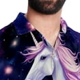 thumbnail image 5 of Starry Unicorn Men's Short Sleeve Hawaiian Beach Poplin Shirt Casual Printed Button Down Summer Unisex Shirt, 5 of 6