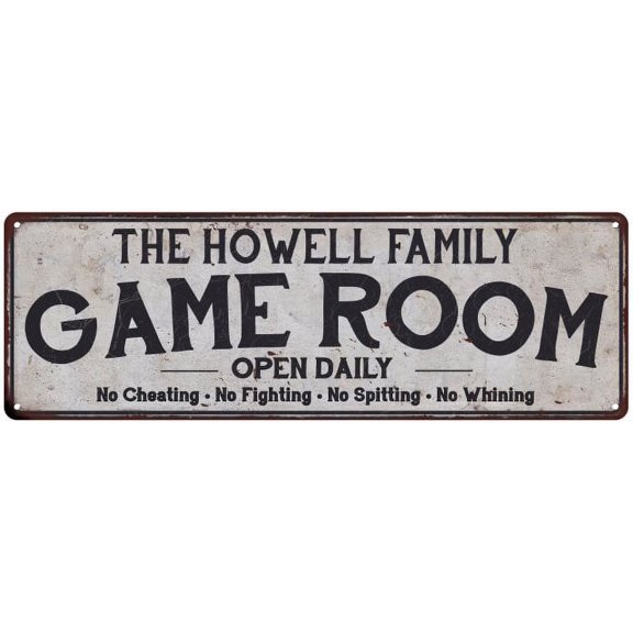 THE HOWELL FAMILY Game Room Country Metal 8x24 Sign 108240042439