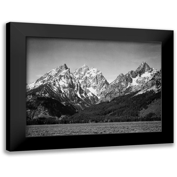 Adams, Ansel 14x12 Black Modern Framed Museum Art Print Titled - Grassy valley and snow covered peaks, Grand Teton National Park, Wyoming, 1941