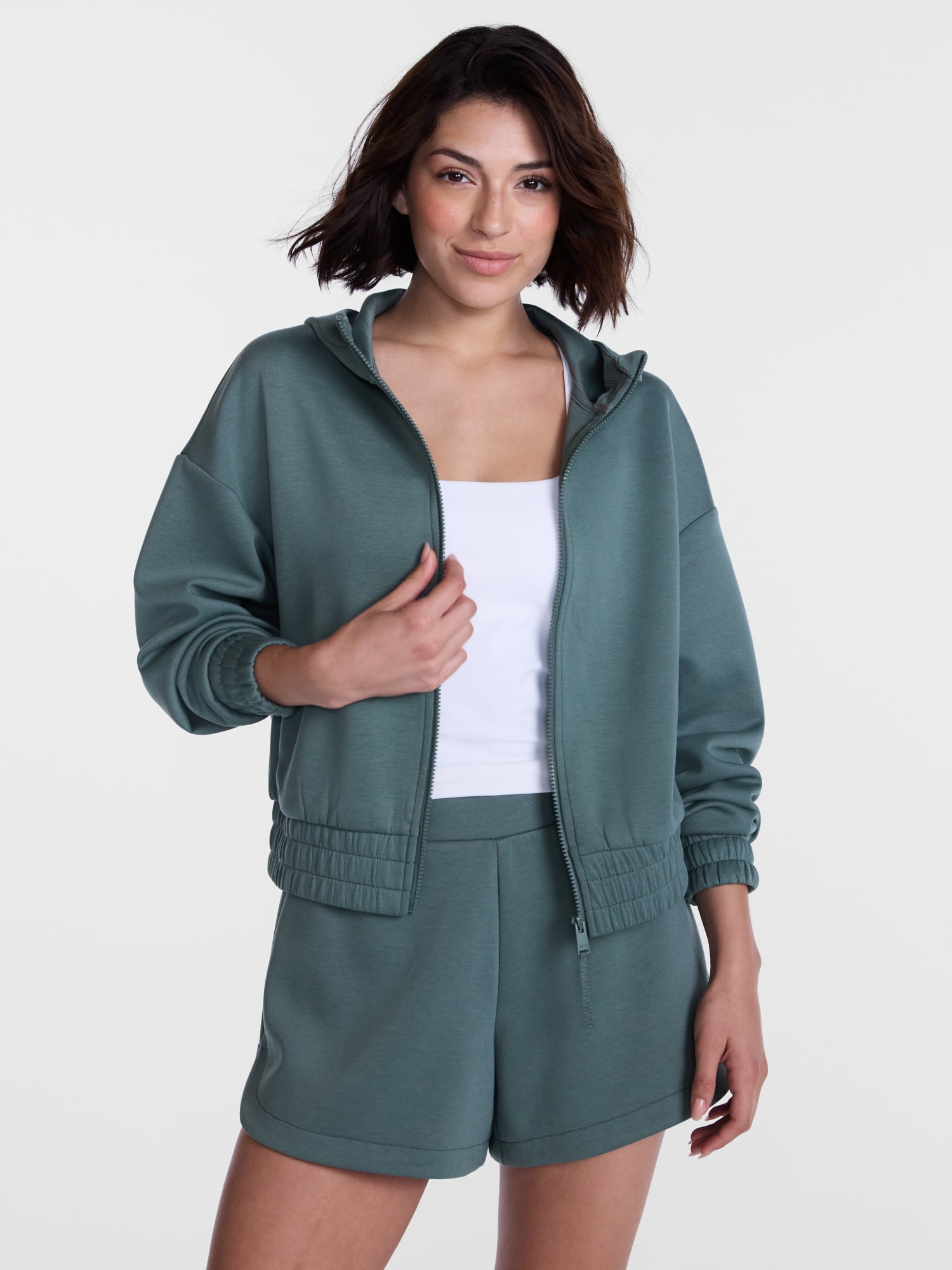 Avia Women's and Women's Plus ScubaKnit Cropped Zip Hoodie, Sizes XS-4X