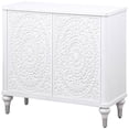 thumbnail image 4 of Benjara Cardi Accent Cabinet- 2 Medallion Carved Doors- 36" Classic White, 4 of 5