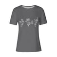thumbnail image 3 of Tops de Ajuste Suelto para las Mujeres Sudadera Casual Impresa Manga Corta Cuello Redondo Superior, Poliéster, 3 of 6