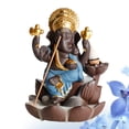 thumbnail image 4 of EeaseMX Quemador de incienso de cerámica con reflujo de Buda Ganesha, figura hecha a mano, estatua de dios elefante, soporte de incienso para el hogar, color azul, 4 of 7