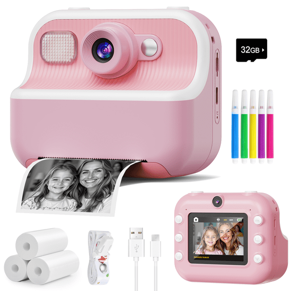 Bravokids Kids Camera Instant Print,1080P Kids Instant Cameras, Christmas Birthday Gifts for Girls Boys Age 3-12, Toddler Digital Cameras for 3 4 5 6 7 8 9 10 Year Old Girl