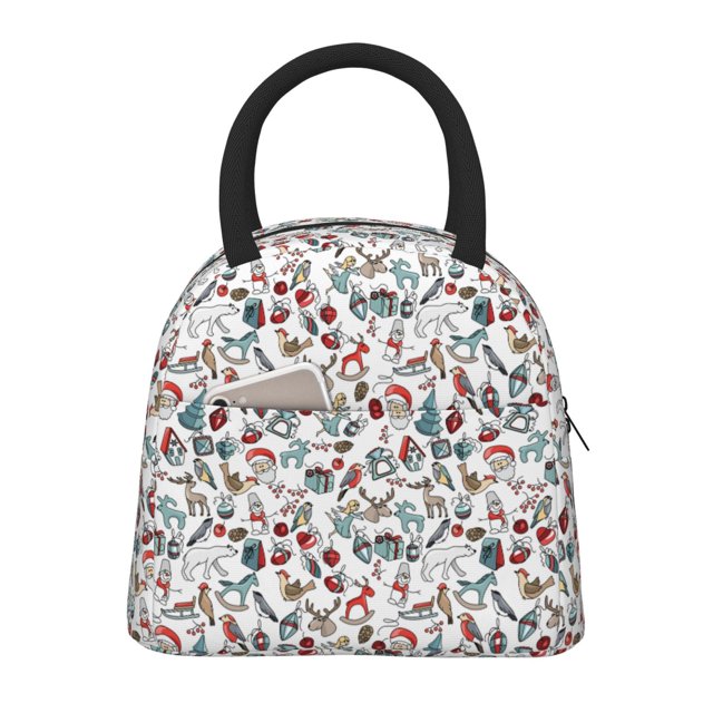 Disketp Christmas Elements Bolsa Térmica para Almuerzo, Lonchera con Abertura Amplia y Gran Capacidad, Organizador Reutilizable para Mujeres, Hombres y Adultos