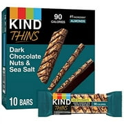 KIND THINS Dark Chocolate Nuts & Sea Salt Bars (Now with Peanuts), Gluten Free, 4g Sugar, 0.74 oz bars, 10 count