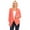 Neon Coral, variant on Women's Solid Floral Print Loose Fit 3/4 Sleeve Open Front Cardigan Blazer Jacket