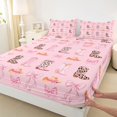 thumbnail image 4 of jejeloiu Chic Cow Cowboy Boot Full Size Sheets Kids,Pink Cute Bow Bed Sheets For Girls,4-Piece, 4 of 6