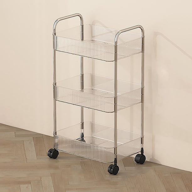 Carrito de almacenamiento con ruedas de 3 niveles: organizador multiusos de plástico para cocina, sala de estar, oficina y baño.