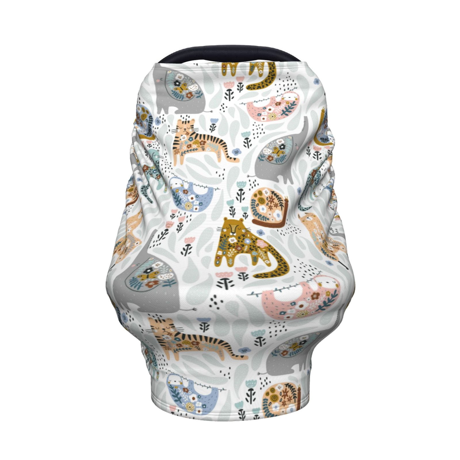 Fotbe Cute Colorful Animal Pattern Car Seat Covers for Babies, Nursing Breastfeeding Cover Infant Carseat Canopy, Soft Stretchy Carrier Cover