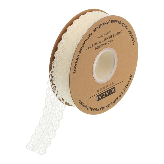 Uxcell 1.18" Wide 50 Yard Lace Ribbon Floral Pattern Beige Lace Trim Ribbon