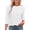 White, variant on Drses 3/4 Length Sleeve Womens Tops Round Neck Casual Tunic Tops Basic Pleated Shirts Loose Fit