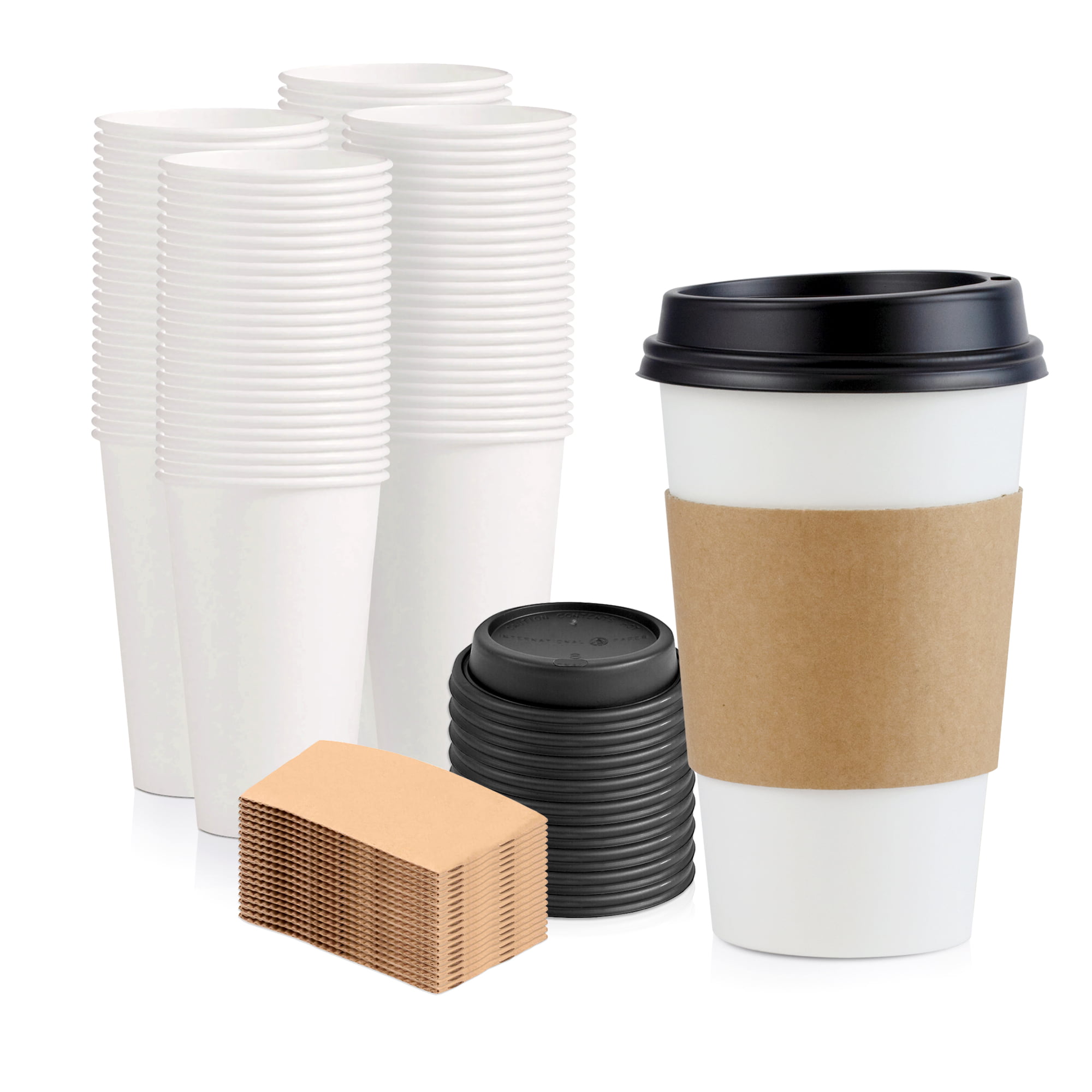 Disposable Coffee Cups Insulated Ripple Paper Cardboard Brown Black 3ply Hot Tea 