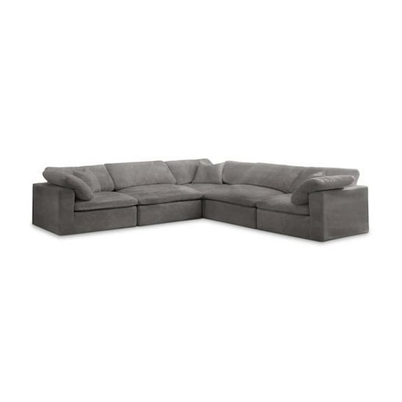 Meridian Furniture Cozy Gray Velvet Modular Sectional