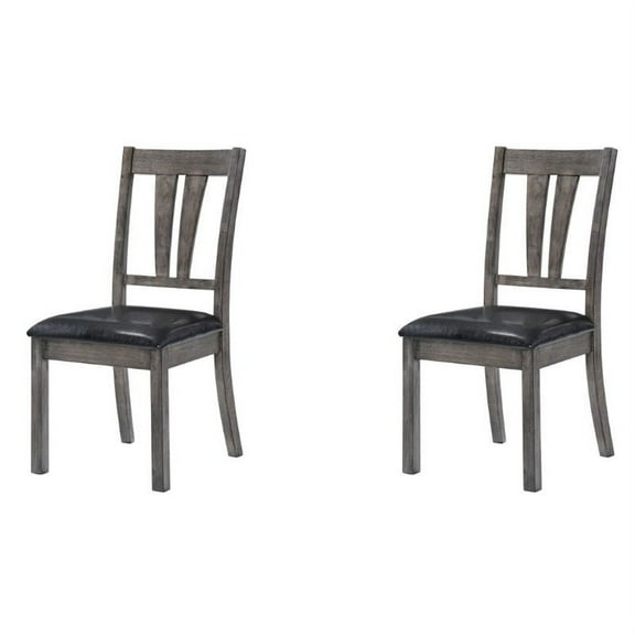 Bowery Hill Faux Leather Dining Chair in Gray (Set of 2)