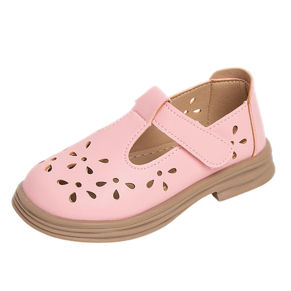 REDARER Girls Princess Shoes Hollow Small Leather Shoes Girls Single Shoes Middle and Big Girls Breathable Shoes,Size 4.5-5 Years