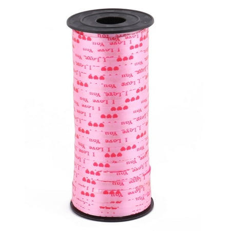Printed Paper Ribbon - Unique Bargains Letter Print Gift Wrapping String Balloon Tied Rope Ribbon Roll Pink 100 Yards