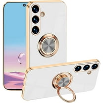 Compatible with Samsung Galaxy A15 5g Case with Ring Holder Pink, Aesthetic Phone Case Samsung A15 5g Case Silicone Soft TPU Slim Cover Shockproof Luxury with Kickstand (White)