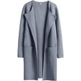 thumbnail image 6 of Women's Woolen Coat With Pockets Autumn And Winter Temperament Slim Fit Mid Length Jacket Comfortable Casual Lapel Coats, 6 of 10