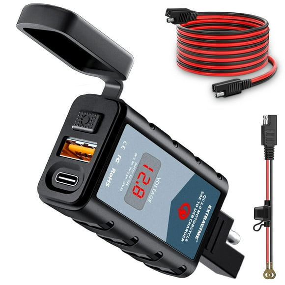 Cargador USB para motocicleta EXTRACTME 6,4 A 44 W tipo C PD & QC 3.0