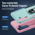 thumbnail image 5 of for Samsung Galaxy S24 FE Case, Slim Fit Military Grade Drop Tested Dual Layer Shockproof Case with 360 Ring Holder Kickstand Protective Rugged Car Magnetic Non-Slip Phone Case,Green+Pink, 5 of 10