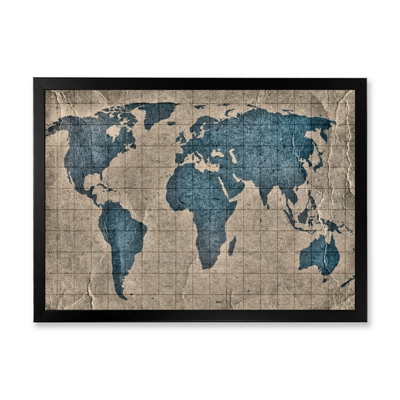 Designart 'Ancient World Map I' Rustic Framed Art Print