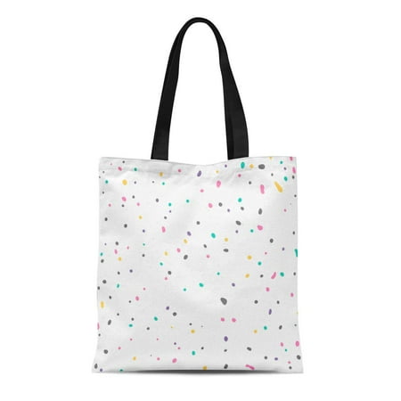 Ink Fabric Handbags (LADDKE Canvas Tote Bag Dots Drawn Modern Pattern Ink Ball Pen Child Fabrics Reusable Shoulder Grocery Shopping Bags)