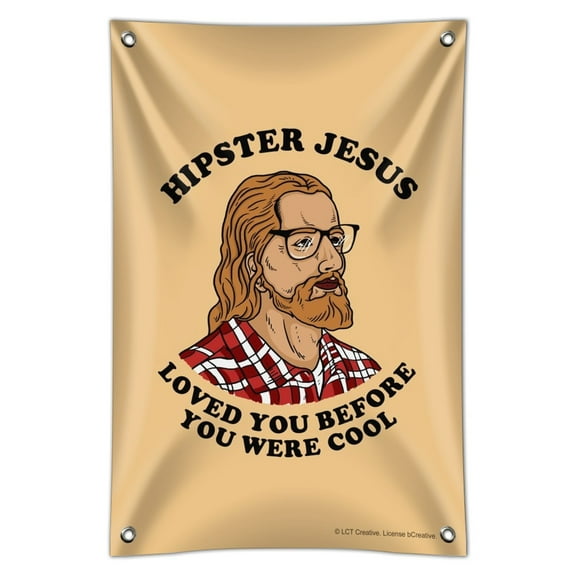 Hipster Jesus Loved You Before You Were Cool Funny Humor Home Business Office Sign