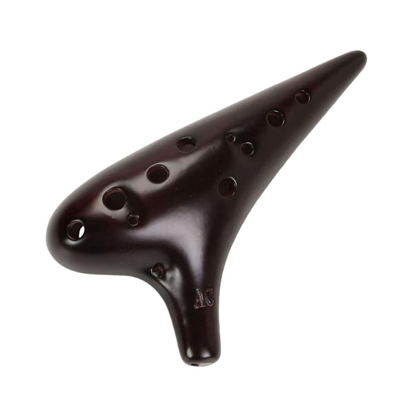 Ocarina de 12 agujeros, flauta de arcilla cerámica, instrumento musical profesional compacto con afinación en C , ideal como regalo para adultos y Negro