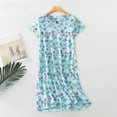 thumbnail image 2 of frariair Cotton Nightgowns for women Nightgown Women's Plus Size Cute Cartoon Home Clothes Knitted Sweet And Short Sleeved Round Neck Pajamas Summer Blue, 2 of 4