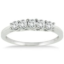 SZUL Women's 1/4 Carat TW Diamond 5 Stone Ring in 10K White Gold (J-K-L Color, I2-I3 Clarity)