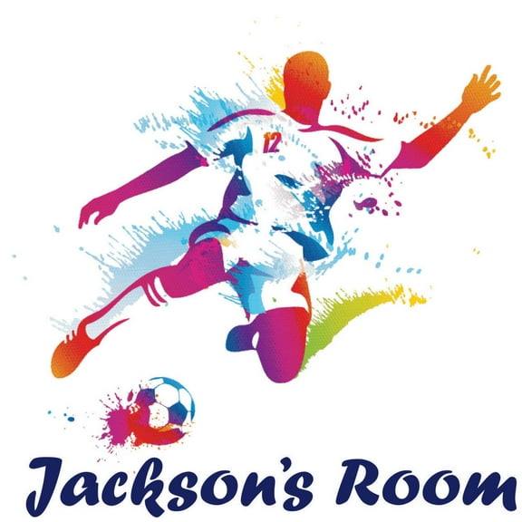 Personalized Name Vinyl Decal Sticker Custom Initial Wall Art Personalization Decor Soccer Football Mural Boys Bedroom 16 Inches X 16 Inches