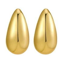 GHSOHS Exaggerated Gold Teardrop Earrings for Women 925 Silver Needle C Shaped Water Drop Hoops Earrings Party Jewelry Gift