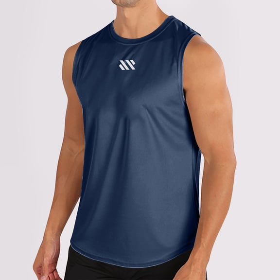 Bnwani Mens Muscle Shirts Quick Dry Breathable Shirts Athelatic Shirt Navy L