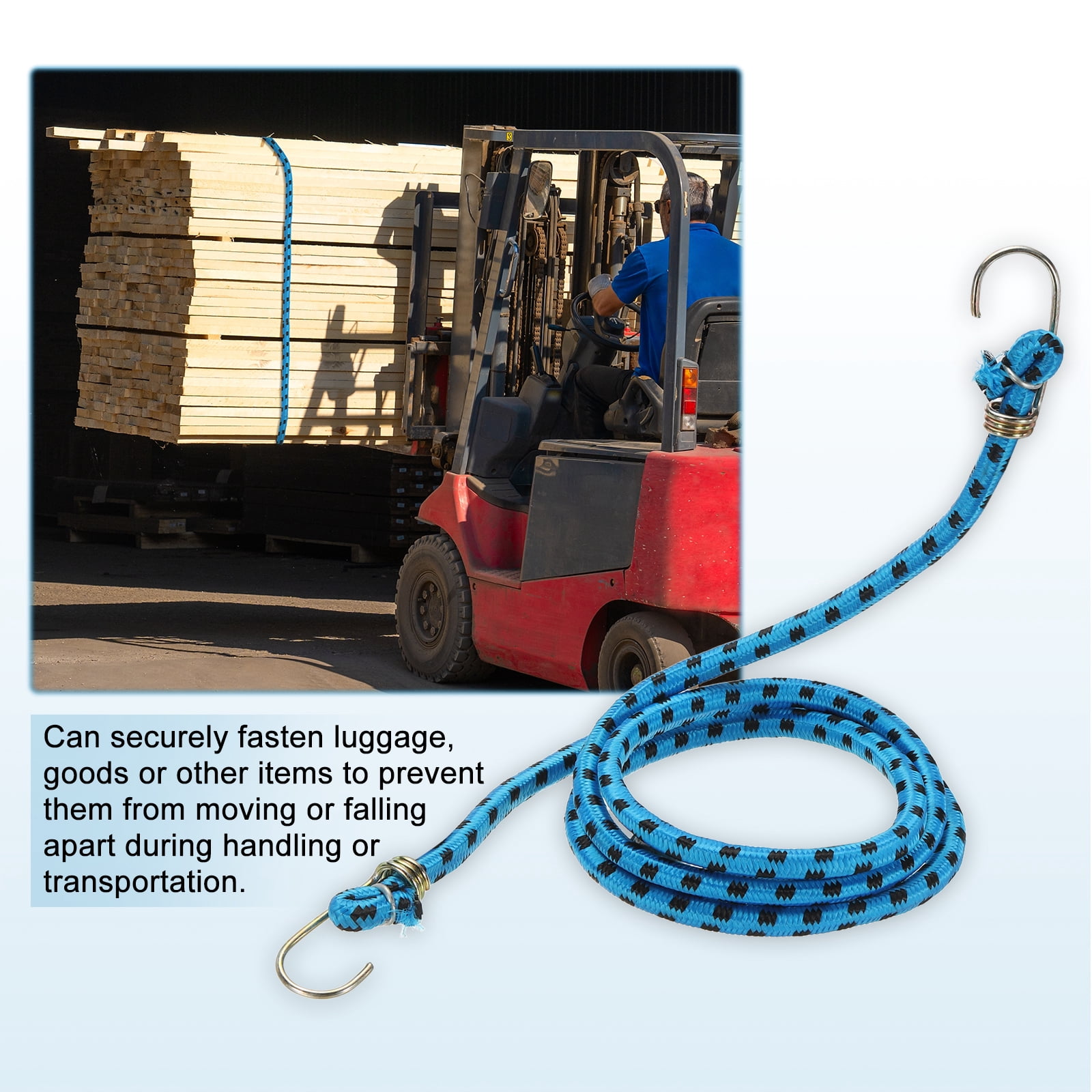 Uxcell 3/8" x 4.9ft Marine Grade Bungee Cord with Hooks, 4Pcs Rubber Heavy Duty Outdoor Elastic Straps Kayak Stretch String Rope for Securing Luggage Moving Cargo, Blue